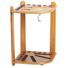 deluxe oak 10 cue corner rack